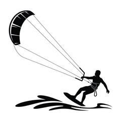 Modern Kitesurfing Vector Illustration.