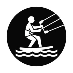 Modern Kitesurfing Vector Illustration.