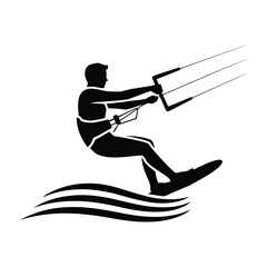 Modern Kitesurfing Vector Illustration.