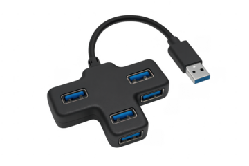 Black usb 3.0 hub offering expanded port connectivity