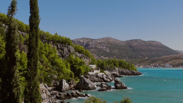 An Idyllic Summer Scene by the Mediterranean Coast in Albania