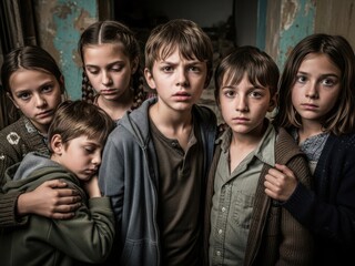 Group of children standing together in a room