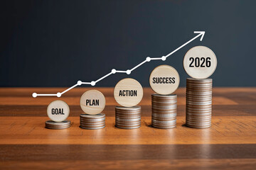 Business growth timeline from goal to success
