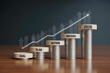 Business success steps from goal to action and 2026