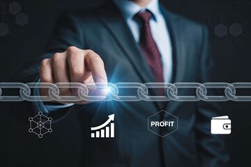 Business chain connection showing profit growth