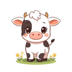 Obraz premium cute cow cartoon vector icon