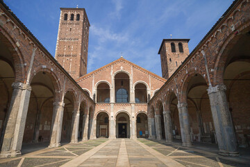 Basilica of Sant Ambrogio Courtyard and Towers, Milan