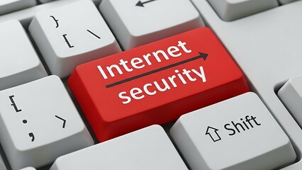Macro concept illustrating the critical importance of pressing the dedicated internet security key for digital protection and cybersecurity awareness
