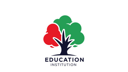 A minimalist logo featuring a stylized tree with red and green foliage and the words "EDUCATION