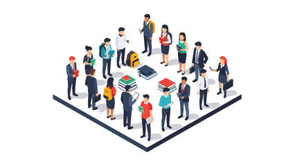 Isometric group of professionals and students gathering for knowledge sharing
