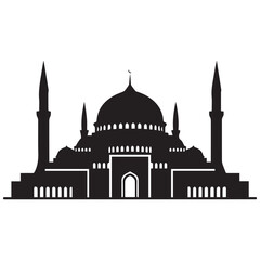 Obraz premium Majestic mosque silhouette with domes and minarets standing tall