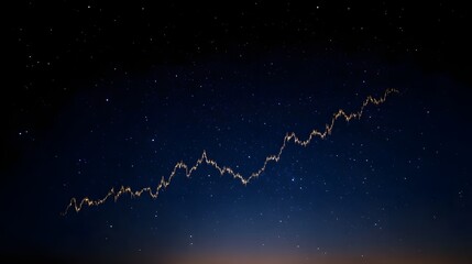 A glowing financial graph rises through a starry night sky symbolizing growth and potential
