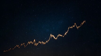 A fluctuating financial graph ascends through a starry night symbolizing market dynamics and growth