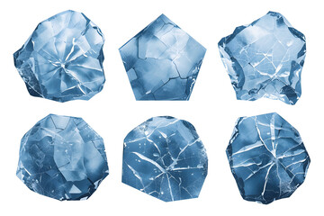 Obraz premium A collection of rough cut blue diamonds on a white background