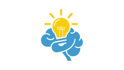 A vibrant illustration showcasing a human brain with a lightbulb emitting rays of light