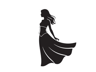 Midriff Contour Line of girl white background.