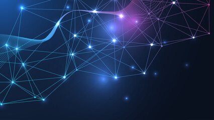 Global network connection website header or banner design. Abstract background with connecting dots and lines. Global business. Social network communication. Internet technology. illustration