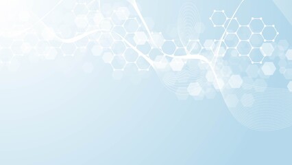 Health care abstract background with hexagons, lines and dots. Medical innovation banner template concept. Biology and pharmaceutical technology background, illustration.