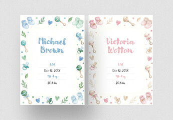 Birth Card Layout With Two Design Options
