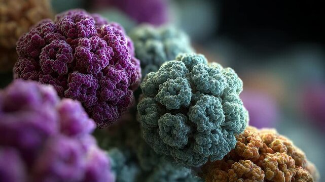 Microscopic view showcases different types of viral particles highlighting their structure and interactions