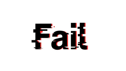 Glitched text word Faith with red and white outlines on black background typography