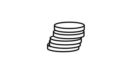 A simple black and white line drawing of a stack of circular coins