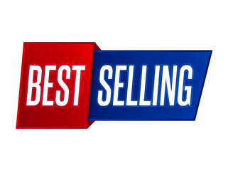 A dynamic "BEST SELLING" text graphic presented in bold white letters across interconnected red and blue rectangular blocks.