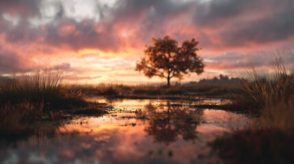 Fototapeta premium Sunrise over still pond