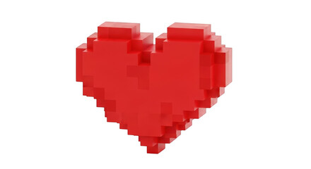 Red pixelated heart shape on black background retro