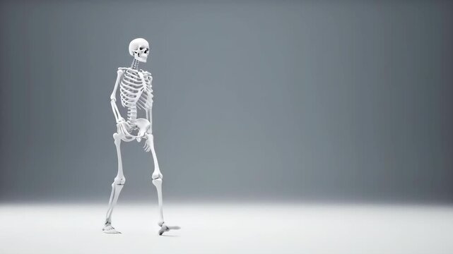 Anatomically Correct Human Skeleton Walking in a Seamless Loop Animation.