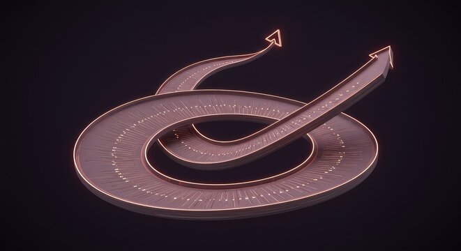 An intricate, winding path rendered in abstract space, illustrating complex strategy, uncertainty, and deviation from a straight, predictable route ,opportunity ,route ,solution