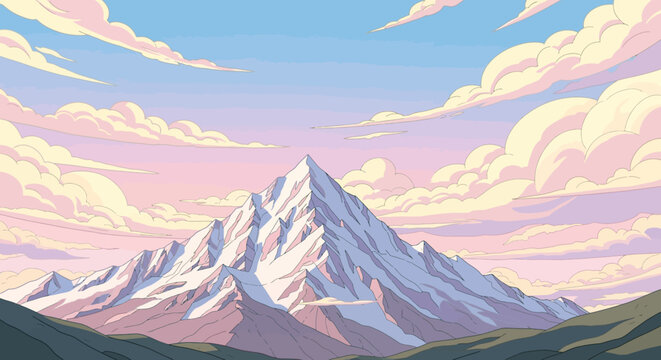 Snow Mountain Sunrise Landscape