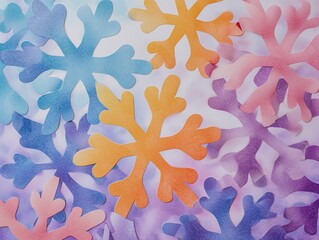 Soft Pastel Watercolor Snowflake Shape Pattern Background