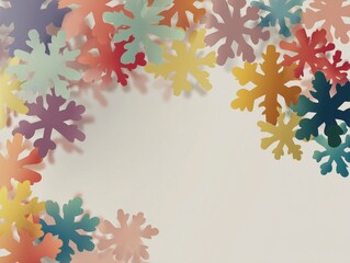 Muted Multi-Colored Snowflake Border Frame with Copy Space