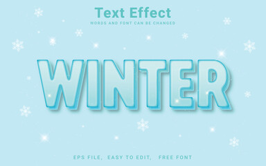 Editable winter text effect vector style in illustrator