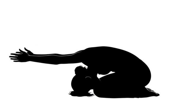 White outline of a person in a yoga pose on a black background stretching flexibility - Powered by Adobe