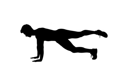 White outline of a person performing a plank exercise with one leg extended silhouette woman