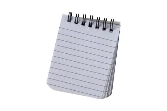 Blank spiral notebook with lined pages isolated transparent png with copy space. - Powered by Adobe