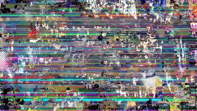 Vibrant digital glitch art with horizontal lines and multicolored textures - Powered by Adobe