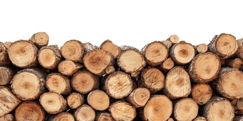 stack of firewood bottom border isolated on white or transparent png