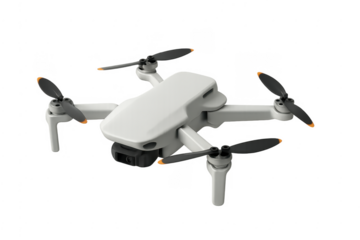 White compact drone quadcopter flying aerial camera technology