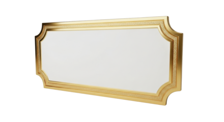 Blank classic gold metal decorative plaque for title and announcement text isolated PNG with Transparent Background