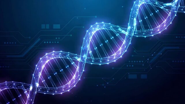 Low Poly Wireframe DNA Molecule Structure. Biotechnology, Science Research and Digital Genetics Concept. Video