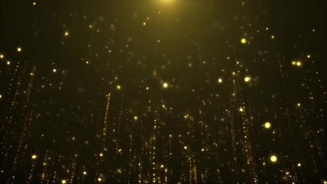 Golden Particle Streaks Rising with Soft Shimmering Bokeh