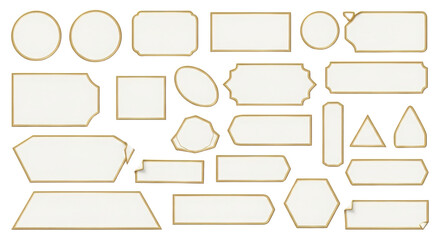 Set of elegant golden vintage frames and luxury labels for product design templates isolated PNG with Transparent Background