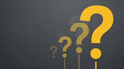A row of yellow question marks on a dark gray background, symbolizing inquiry