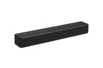 Black soundbar enhancing home theater audiovisual experience