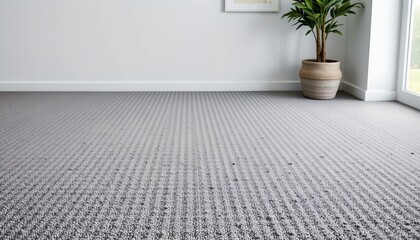 The image depicts an empty room with a light colored wall and a large window allowing natural light to enter