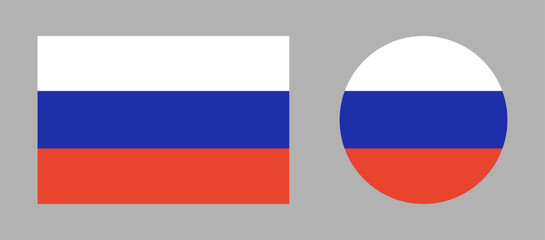 Fototapeta premium Russia flag in circle, rectangle shapes. National symbol of Russia. Russian flag icons set.