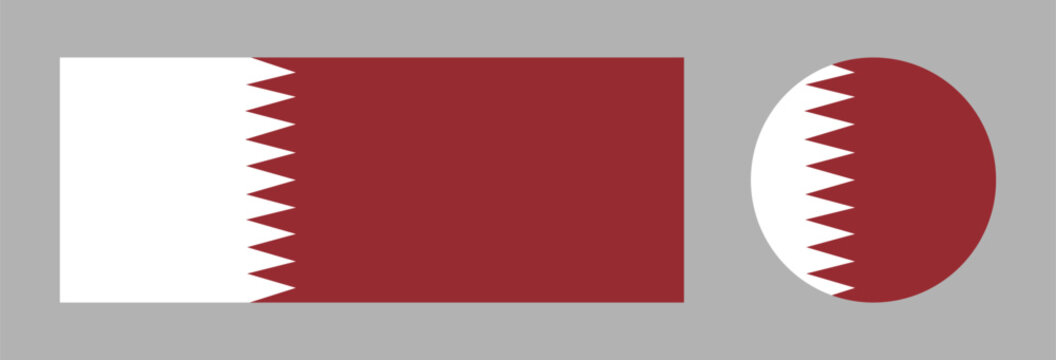 Flag of Qatar. Qatar flag circle, rectangle icons set. Round, rectangular banner, button Qatar flags.